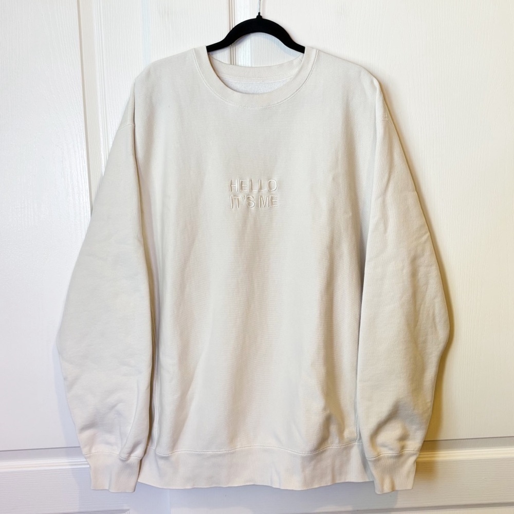 "Hello Its Me" Embroidered Cream Crewneck Sweatshirt 2XL Adele Official Merch - Picture 3 of 11